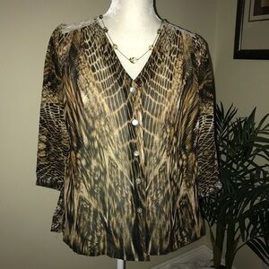 Figueroa & Flower Semi Sheer Poly & Lace Top M
